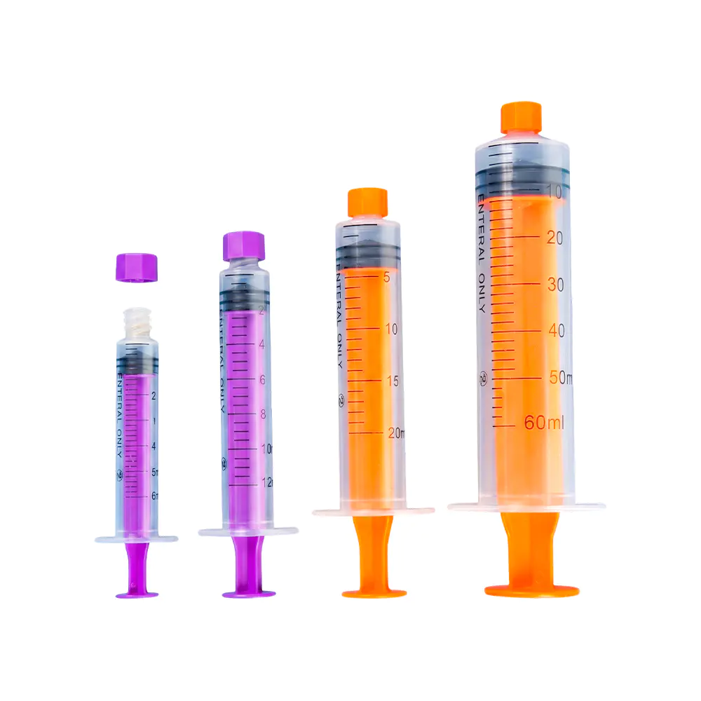Color-Coded Enteral Tantum pascens Syringe cum stupra Cap