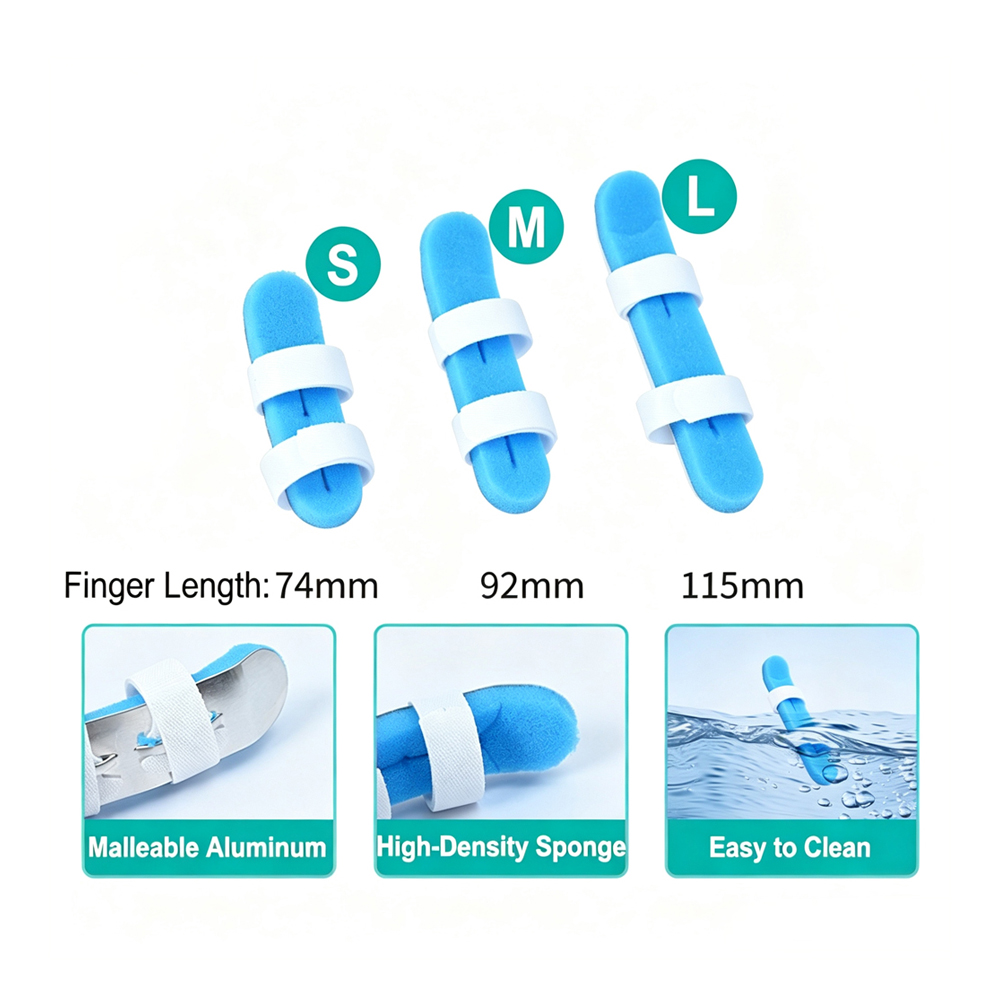 3 Sizes Single Malleable Aluminium Digitus Splint Spongia Padding