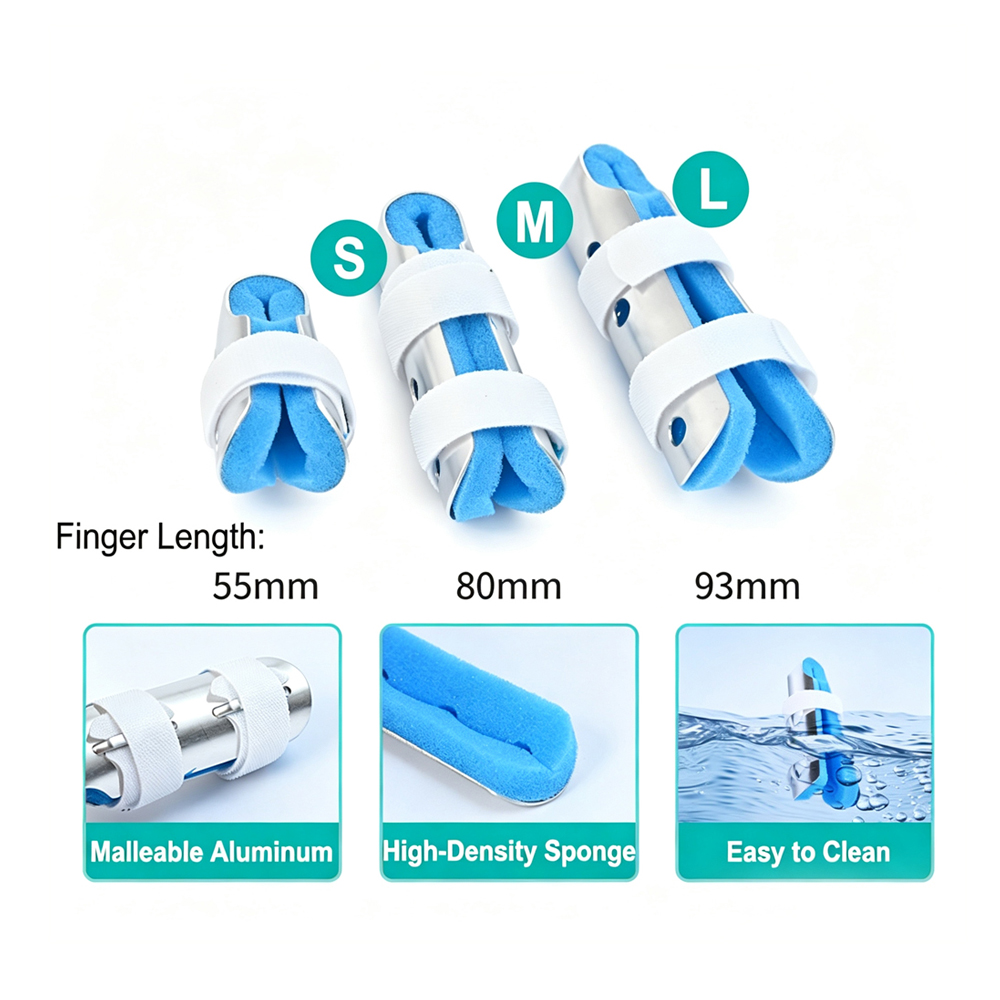 3 Magnitudines Duplex fragmentum Malleable Aluminium Digitus Splint Spongia Padding