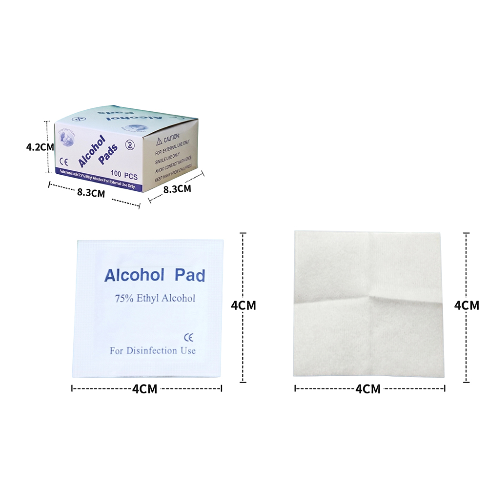 100 PCs/Box 4x4cm Singillatim convoluta Premium 75% Ethyl Sin Prep Pads pro Domo, Travel & Fusce Usus
