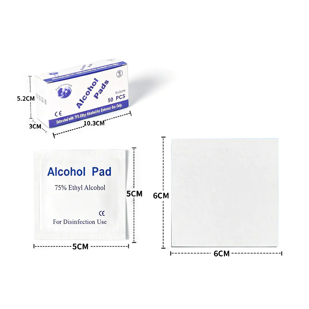 50 Pcs/Box Premium Singillatim convoluta 6x6cm 75% Ethyl Sin Pads