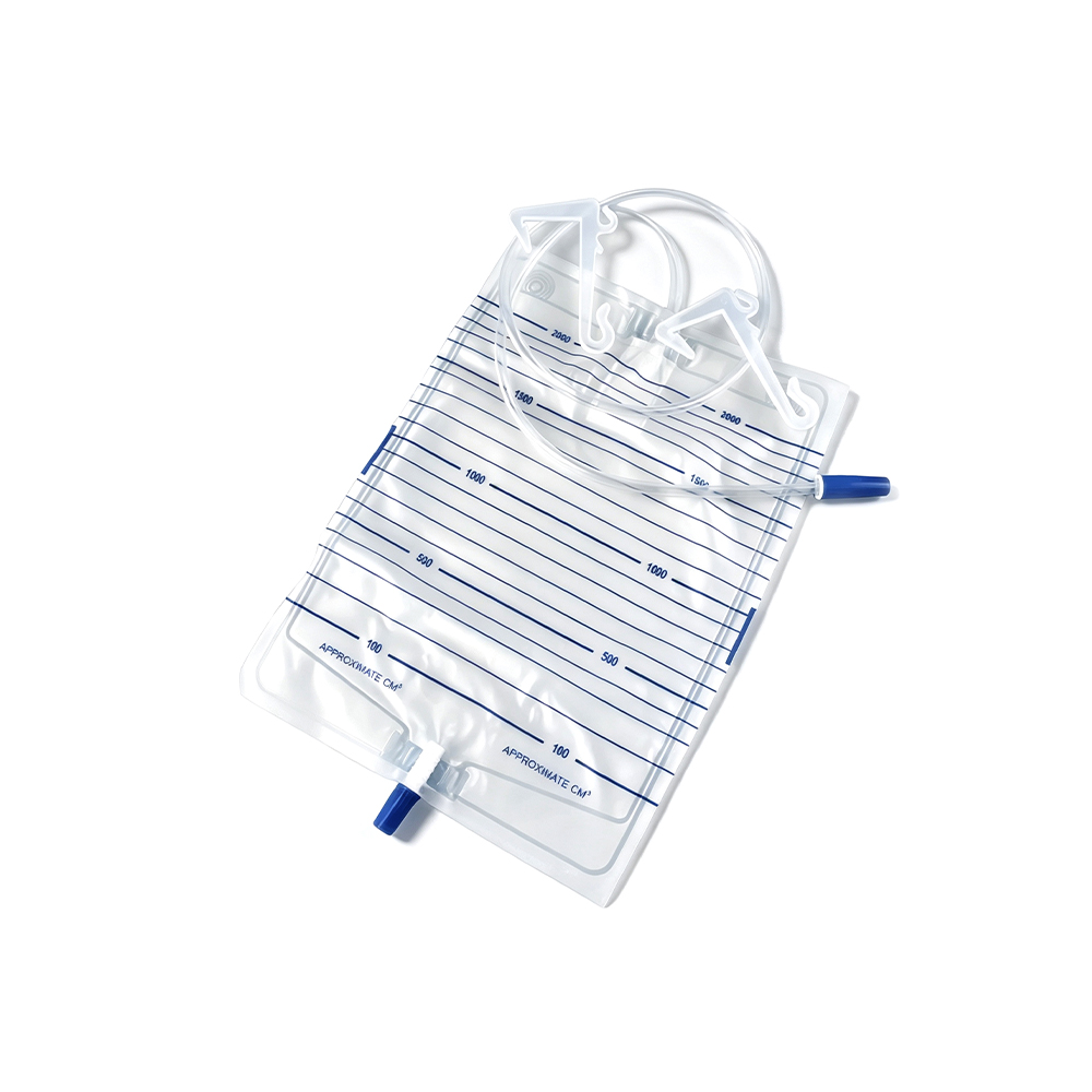 1000ml-2000ml Premium Medical Grade PVC Urina Bag cum Plastic Hangers aucta
